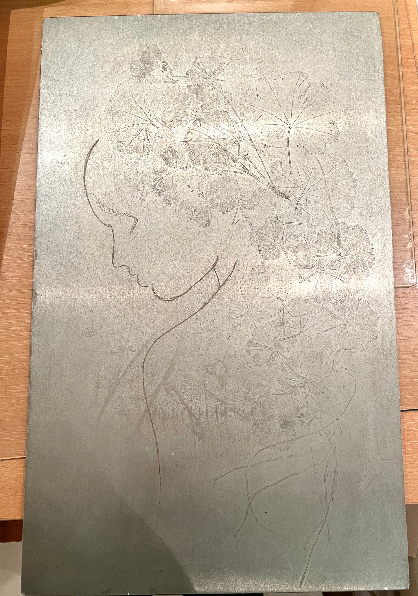 DIE HEILERIN - FRAUENMANTEL Originaldruckgrafik Radierung Vernis mou 30x40 cm