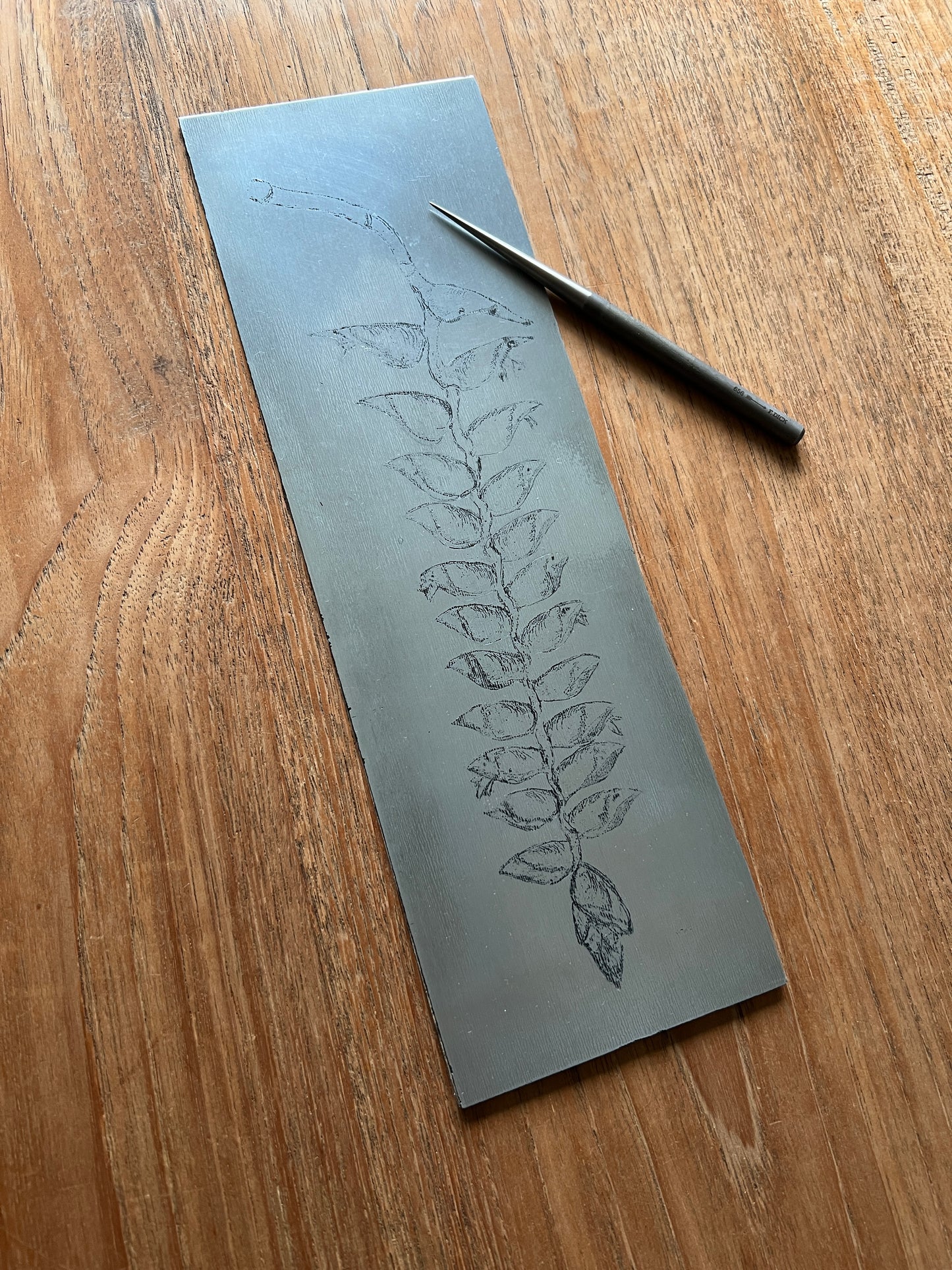 HELIKONIA Originaldruckgrafik Radierung mit Prägung 20x70 cm