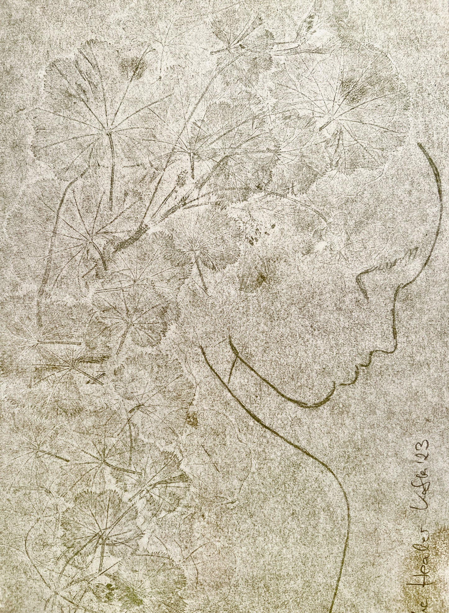 DIE HEILERIN - FRAUENMANTEL Originaldruckgrafik Radierung Vernis mou 30x40 cm