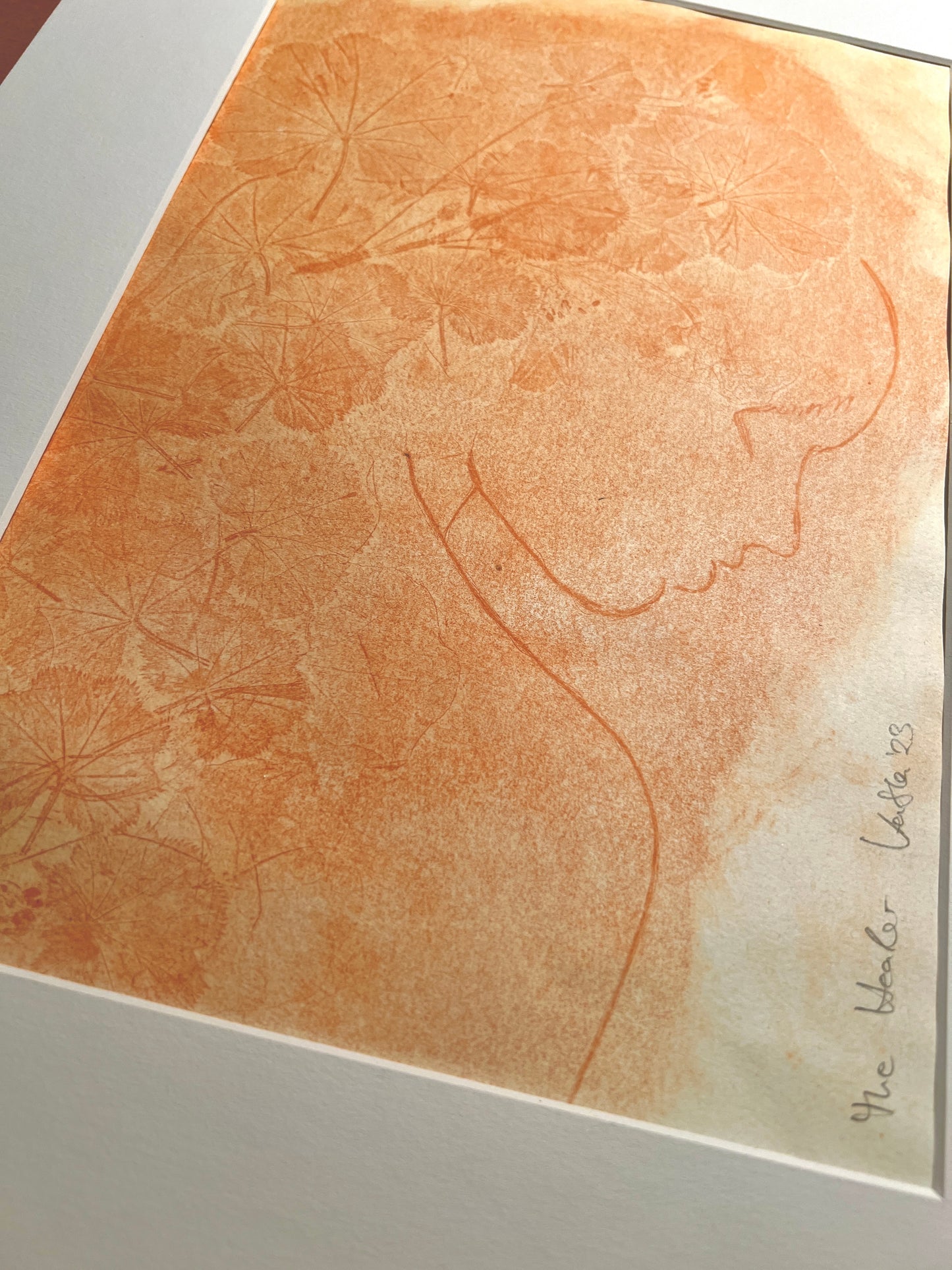 DIE HEILERIN - FRAUENMANTEL Originaldruckgrafik Radierung Vernis mou 30x40 cm