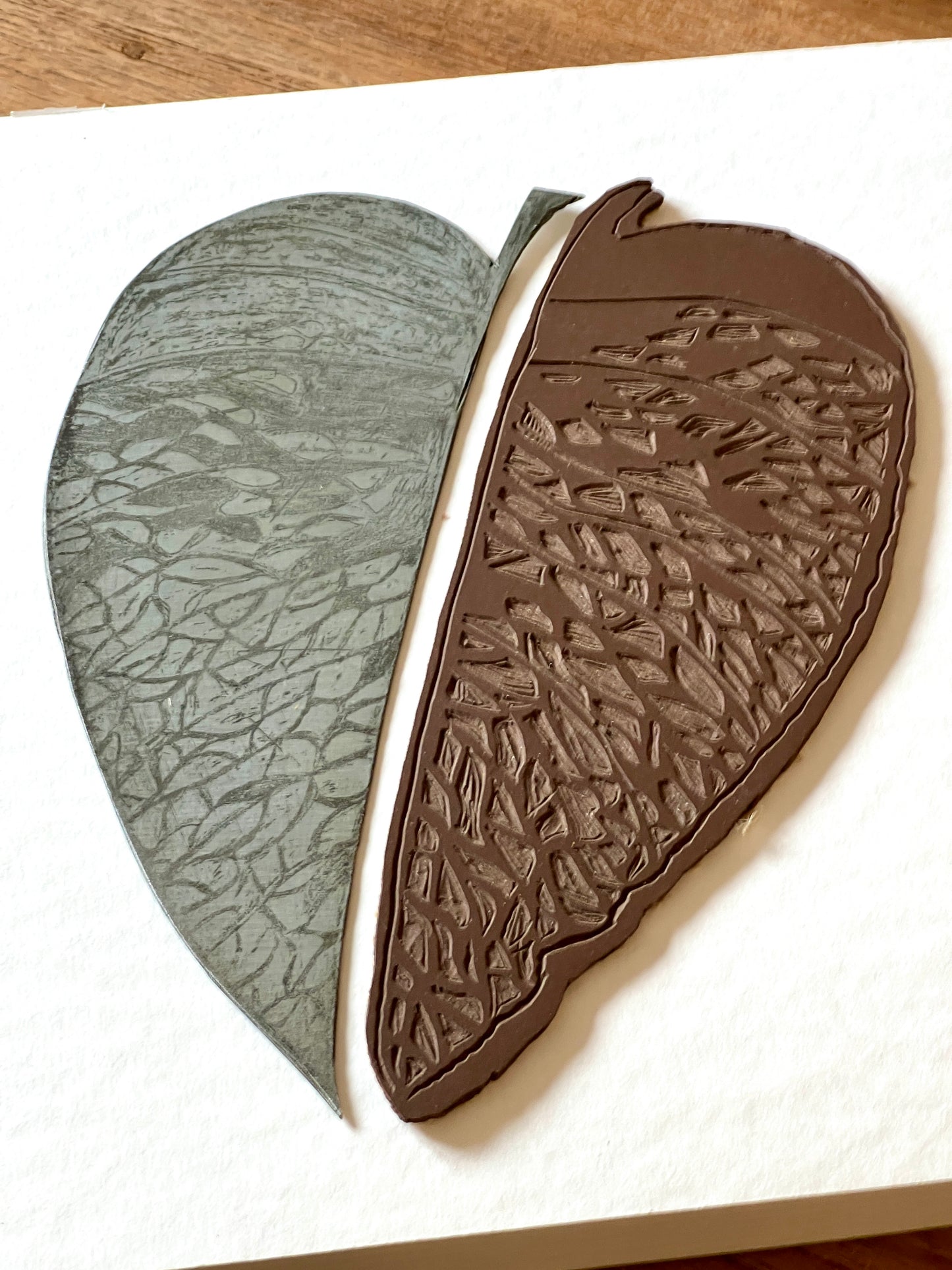 LINDENBLATT Originaldruckgrafik Radierung mit Prägung im Rahmen 30x40 cm