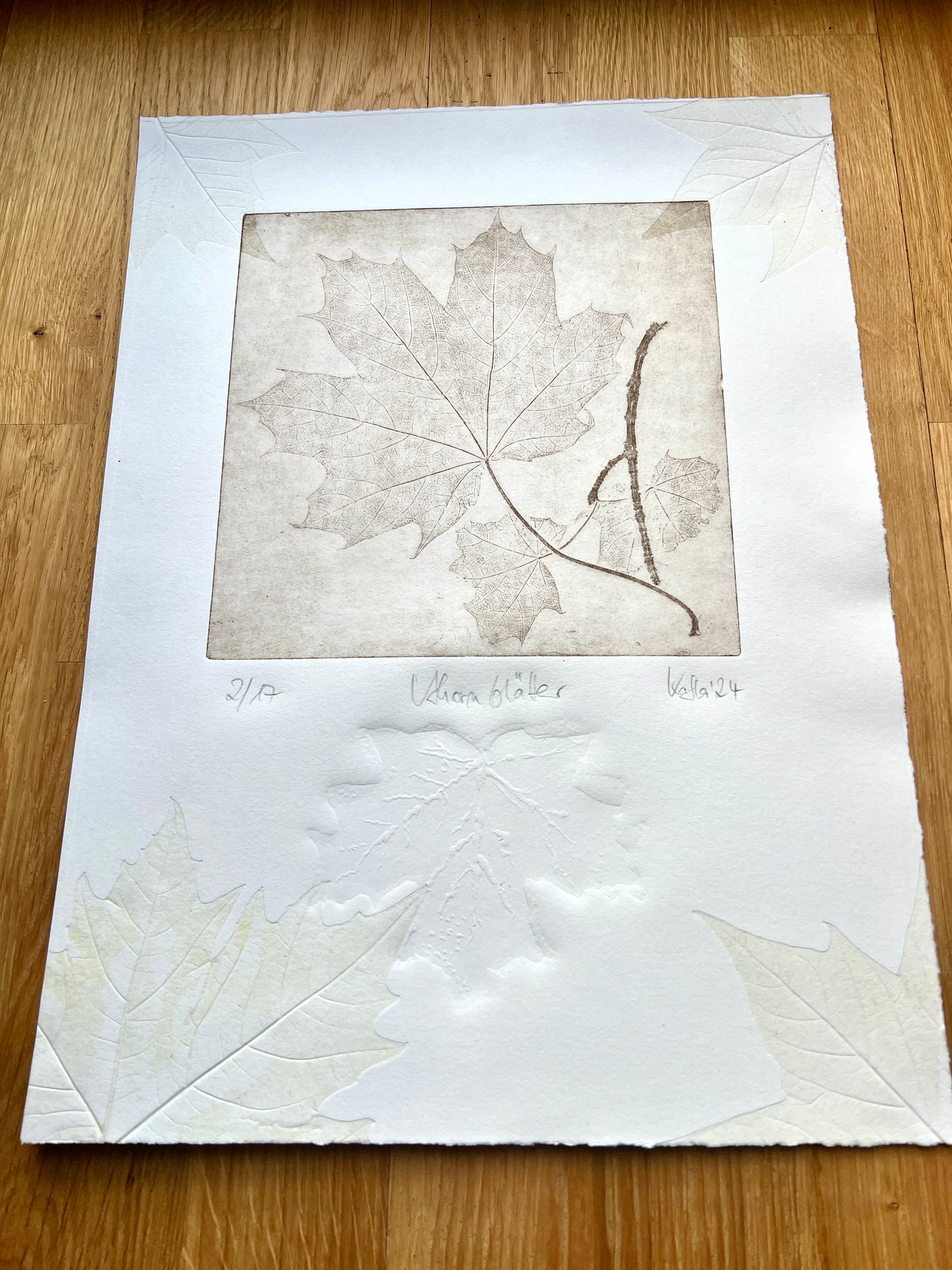 MAPLE Original print graphic etching Vernis mou 🍃 with embossing 30x40 cm