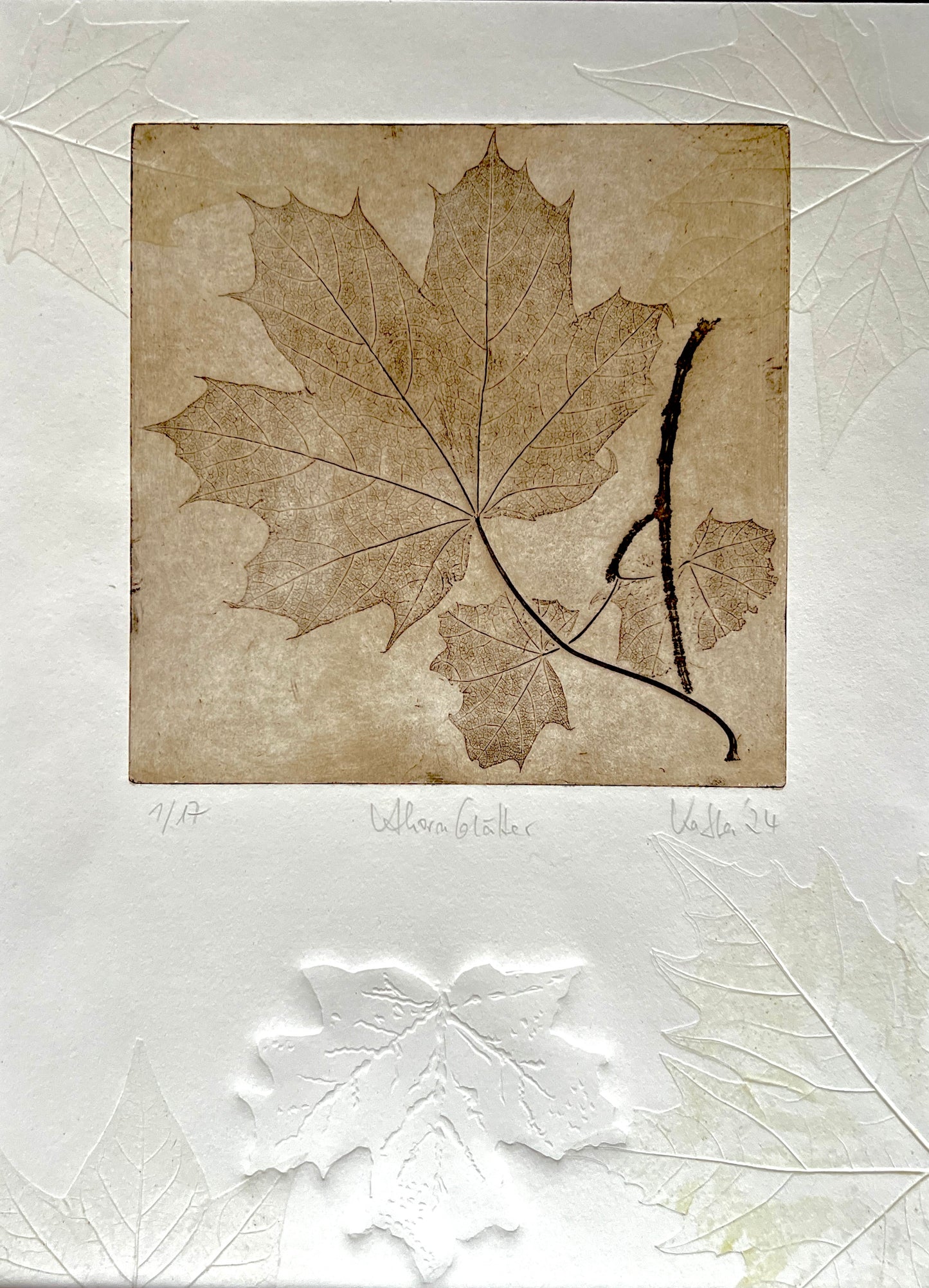 MAPLE Original print graphic etching Vernis mou 🍃 with embossing 30x40 cm