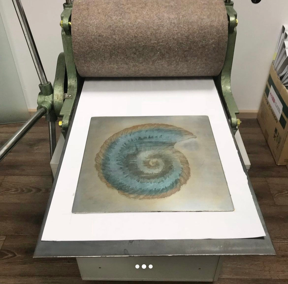 AMMONIT Impresión original aguatinta 50x50 cm en marco con paspartú