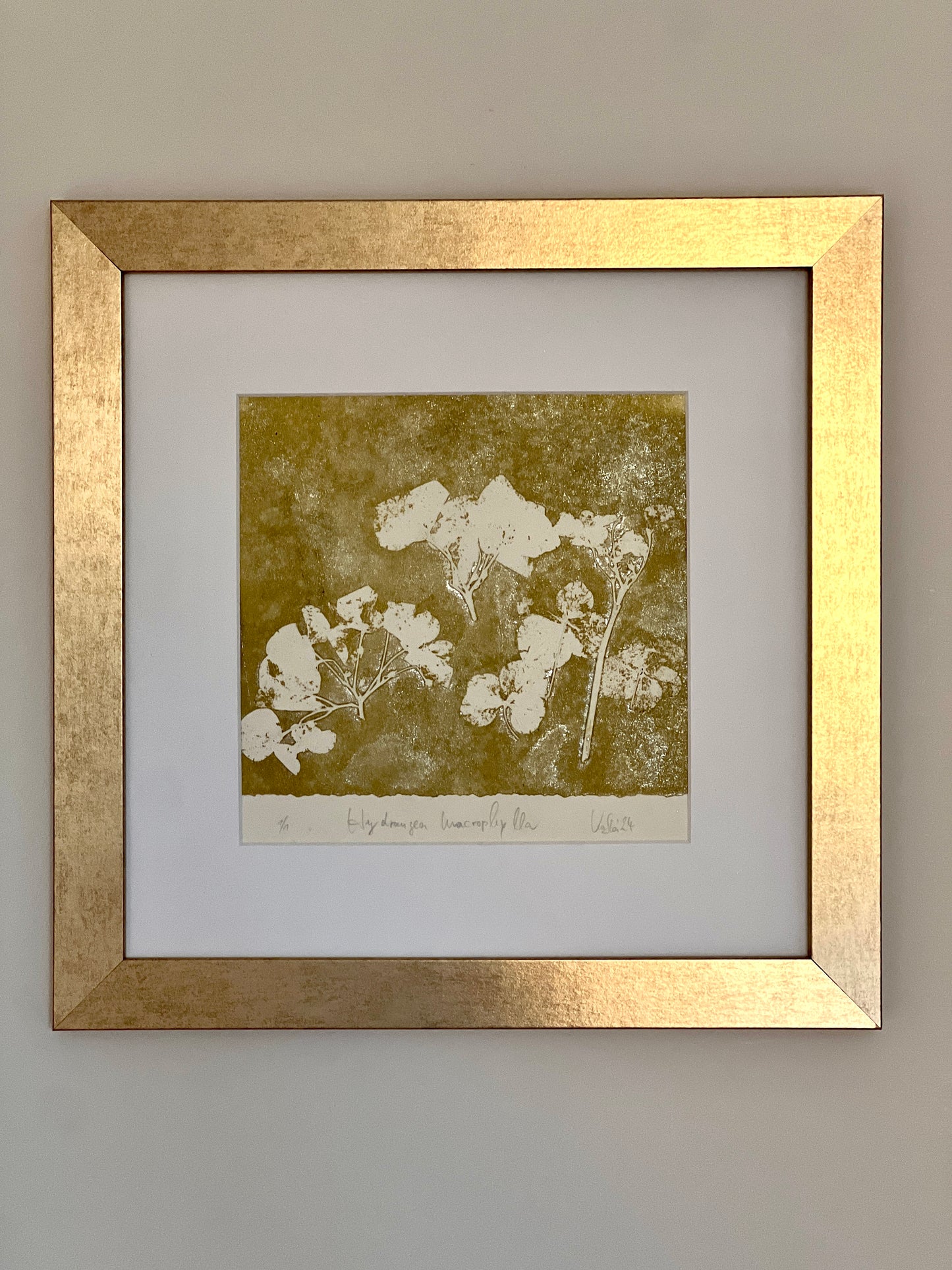 HORTENSIA original print graphic monotype relief print 30x30 cm